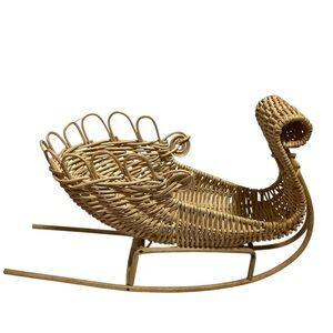 Vintage Wicker Sleigh Basket Sled Boho Christmas Decor Hong Kong